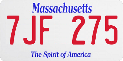 MA license plate 7JF275
