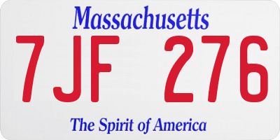 MA license plate 7JF276