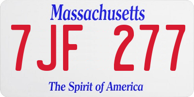 MA license plate 7JF277