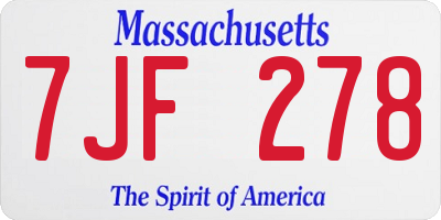 MA license plate 7JF278