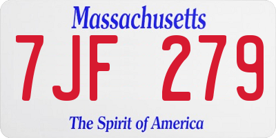 MA license plate 7JF279