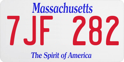 MA license plate 7JF282