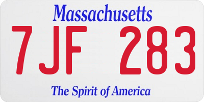 MA license plate 7JF283