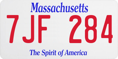MA license plate 7JF284