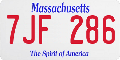 MA license plate 7JF286