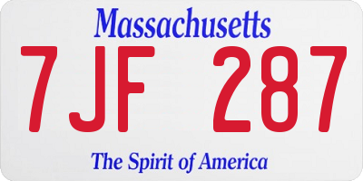 MA license plate 7JF287