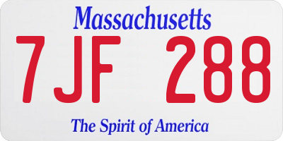 MA license plate 7JF288