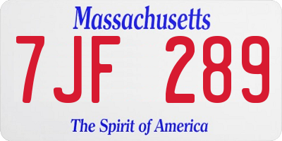 MA license plate 7JF289