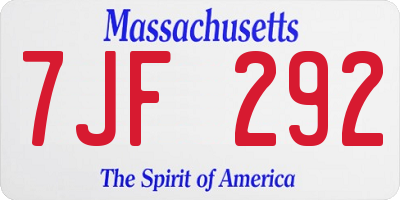 MA license plate 7JF292