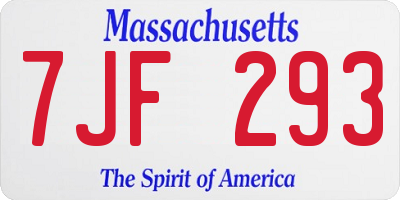 MA license plate 7JF293