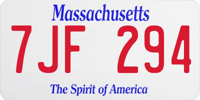 MA license plate 7JF294