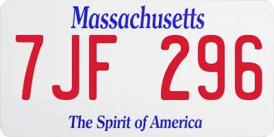 MA license plate 7JF296