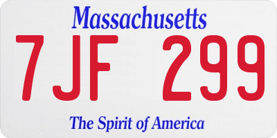 MA license plate 7JF299
