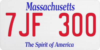 MA license plate 7JF300