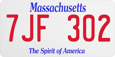 MA license plate 7JF302
