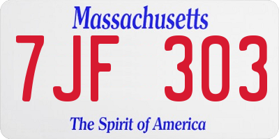 MA license plate 7JF303