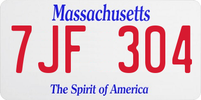 MA license plate 7JF304