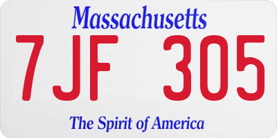MA license plate 7JF305