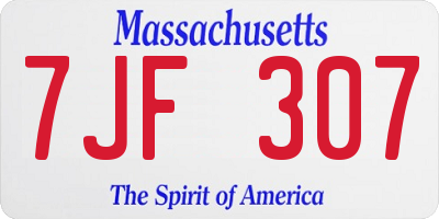 MA license plate 7JF307