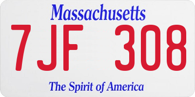 MA license plate 7JF308