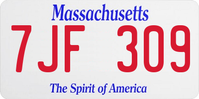 MA license plate 7JF309