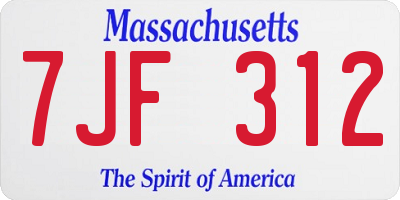 MA license plate 7JF312