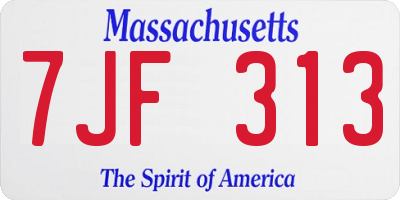 MA license plate 7JF313