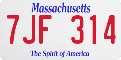MA license plate 7JF314