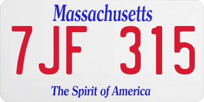 MA license plate 7JF315