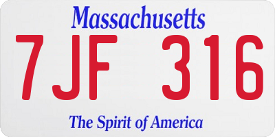 MA license plate 7JF316