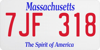 MA license plate 7JF318