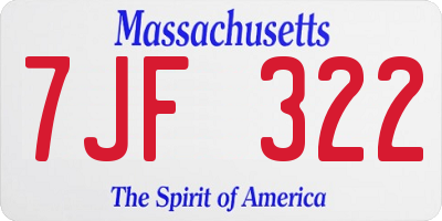 MA license plate 7JF322