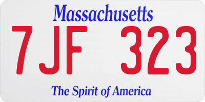 MA license plate 7JF323