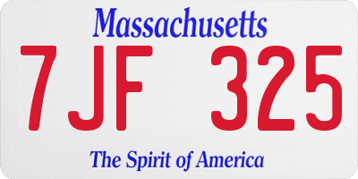 MA license plate 7JF325