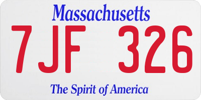 MA license plate 7JF326