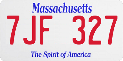 MA license plate 7JF327