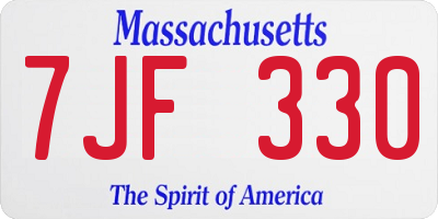 MA license plate 7JF330