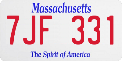 MA license plate 7JF331