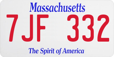 MA license plate 7JF332