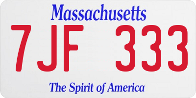 MA license plate 7JF333