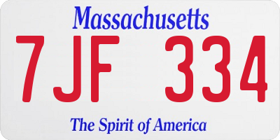 MA license plate 7JF334