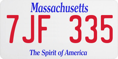MA license plate 7JF335