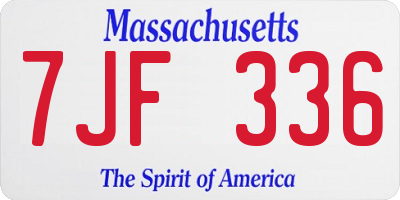 MA license plate 7JF336
