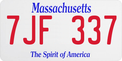 MA license plate 7JF337