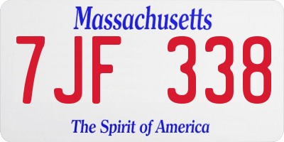 MA license plate 7JF338