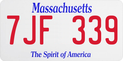 MA license plate 7JF339