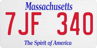 MA license plate 7JF340