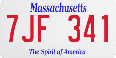 MA license plate 7JF341
