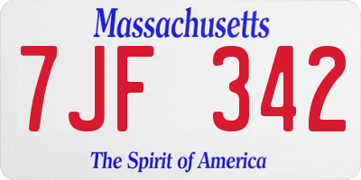 MA license plate 7JF342