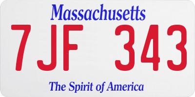MA license plate 7JF343